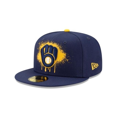 Sapca New Era Milwaukee Brewers MLB Drip Front 59FIFTY Fitted - Albastri